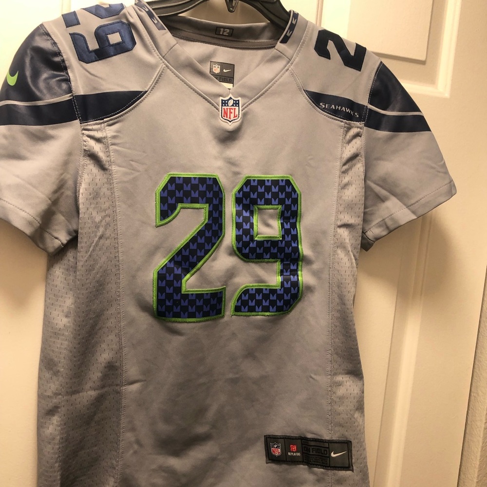 Nike Onfield NFL Seattle Seahawks #29 Thomas III  Gray Blue Jersey Size M